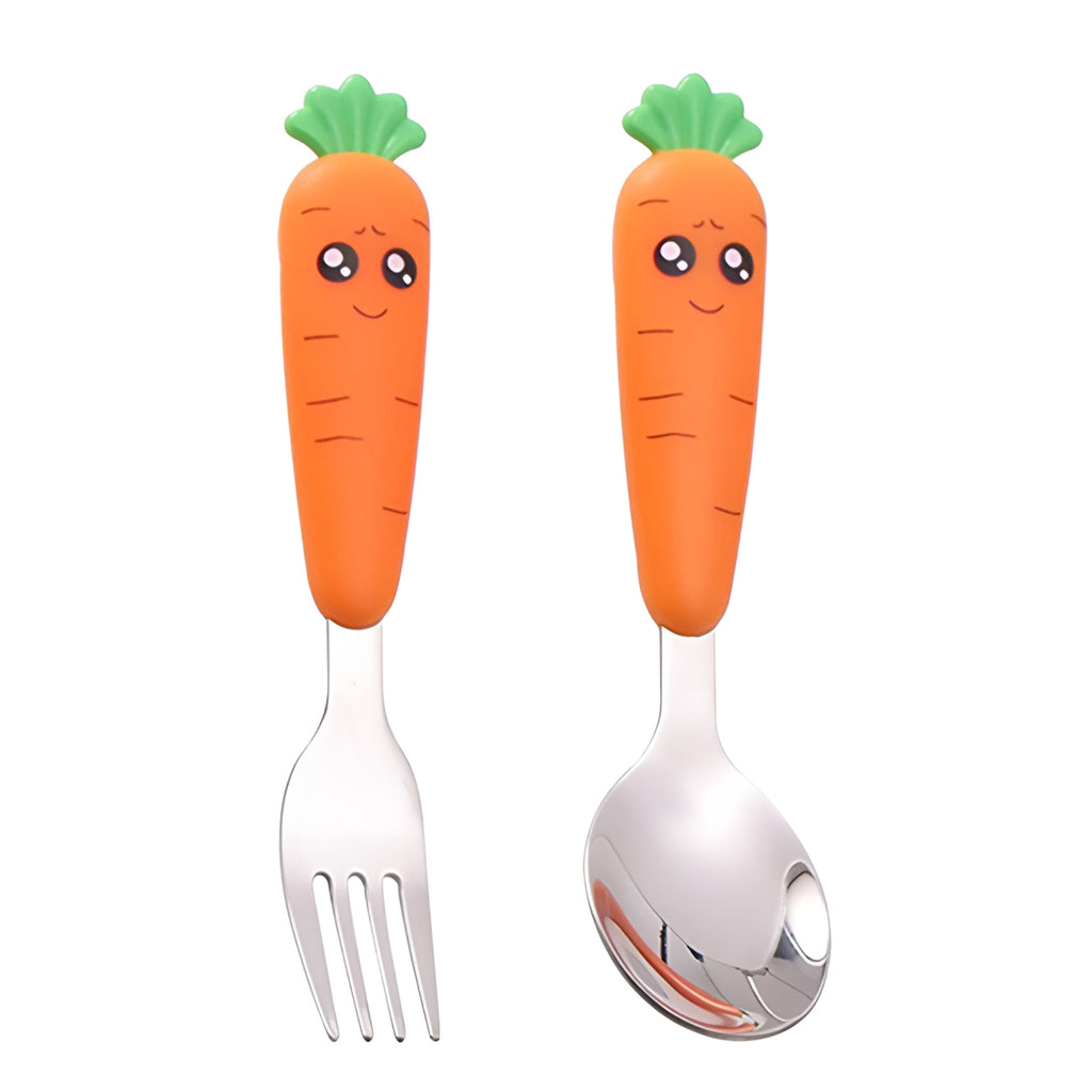 ACDANC 1 Set Toddler Utensils Baby Scraping Spoon Stainless Steel Fork Spoon Tableware