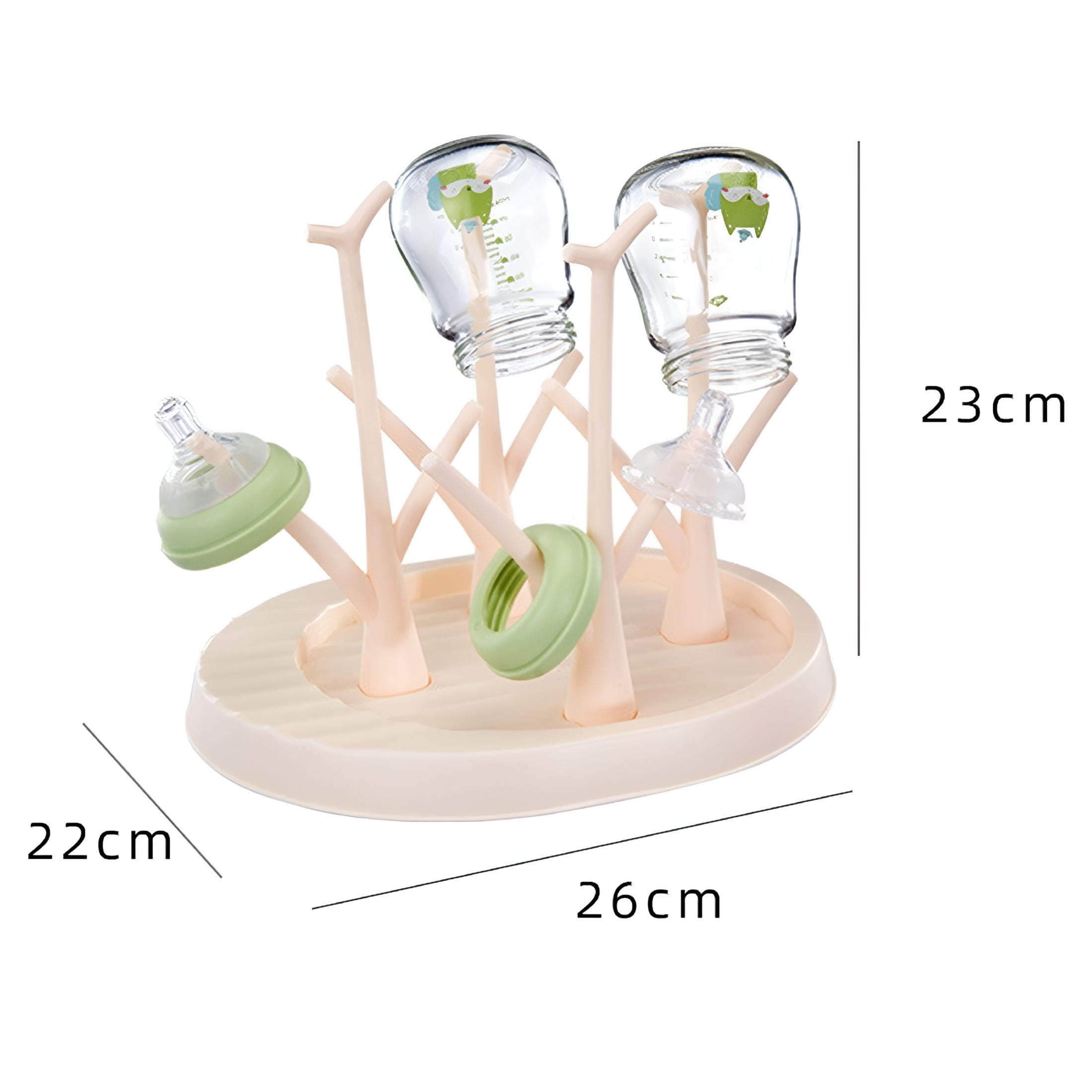 ACDANC 1Pcs Baby Bottle Drying Rack, Small Portable Bottle Dryer Holder for Nipples, Cups, Pump Parts and Accessories (Pink)