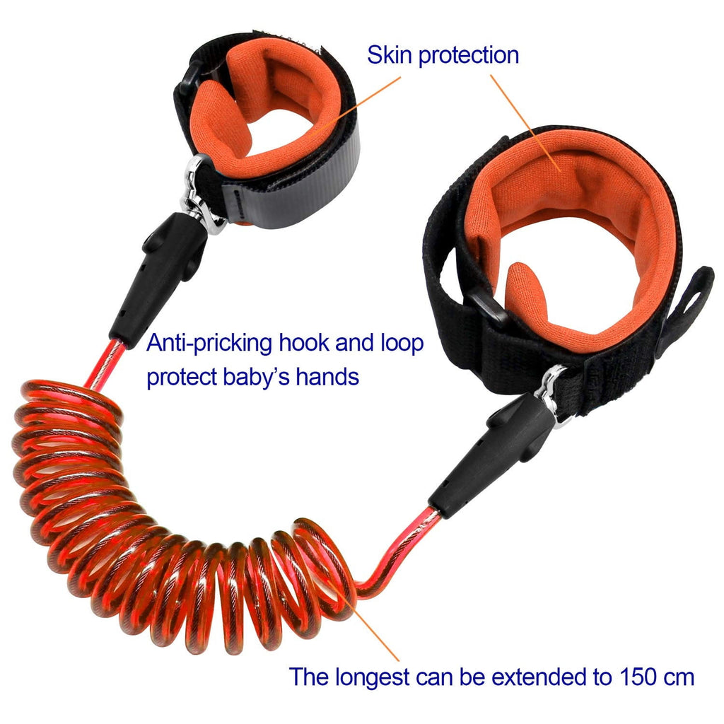 2 Packs Anti Lost Wrist Link Safety Wrist Link for Toddlers,Anti Lost Wrist Link for Kids,Babies & Kids（Orange + Blue）