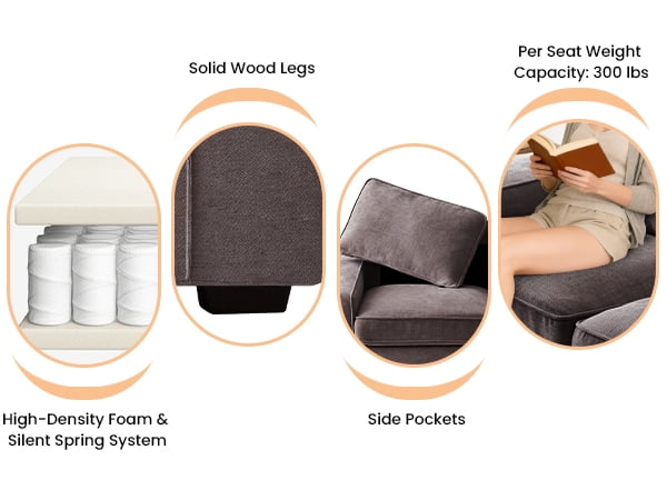 71.25" Comfy Sofa with Adjustable Headrest for Living Room Couches for small Apartment Furniture