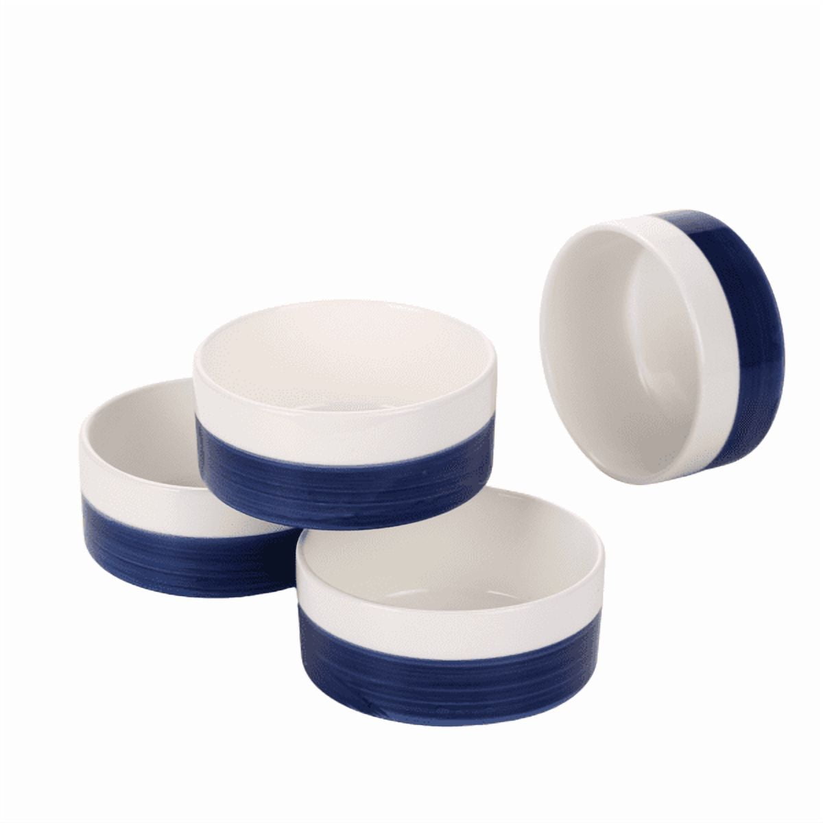 10 OZ WhiteBule Ceramic Bowls Set of 4 -  Cereal Bowl,Soup Bowls for Kitchen, Ramen Bowl, Microwave Safe for Oatmeal, Fruit,Salad and Rice Bowl - Dishwasher & Microwave Safe,White blue