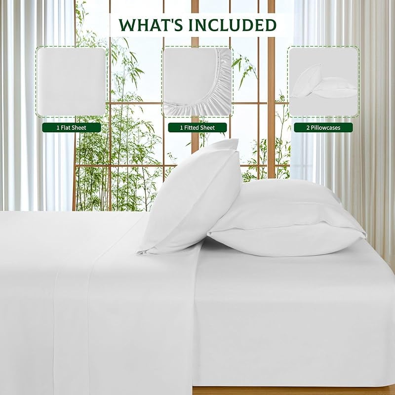 100% Viscose Derived from Bamboo_, Extra Deep Pocket up to 18"-24",Ultra Soft & Cooling Sheets for Hot Sleepers, Hotel Luxury Silky Bed Sheets (Beige,Queen)-wpp