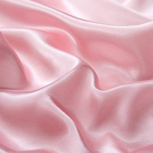 5 Pieces Satin Duvet Cover Full/Queen Size Set, Luxury Silky Like Blush Pink Duvet Cover Bedding Set with Zipper Closure, 1 Duvet Cover + 4 Pillow Cases (No Comforter)