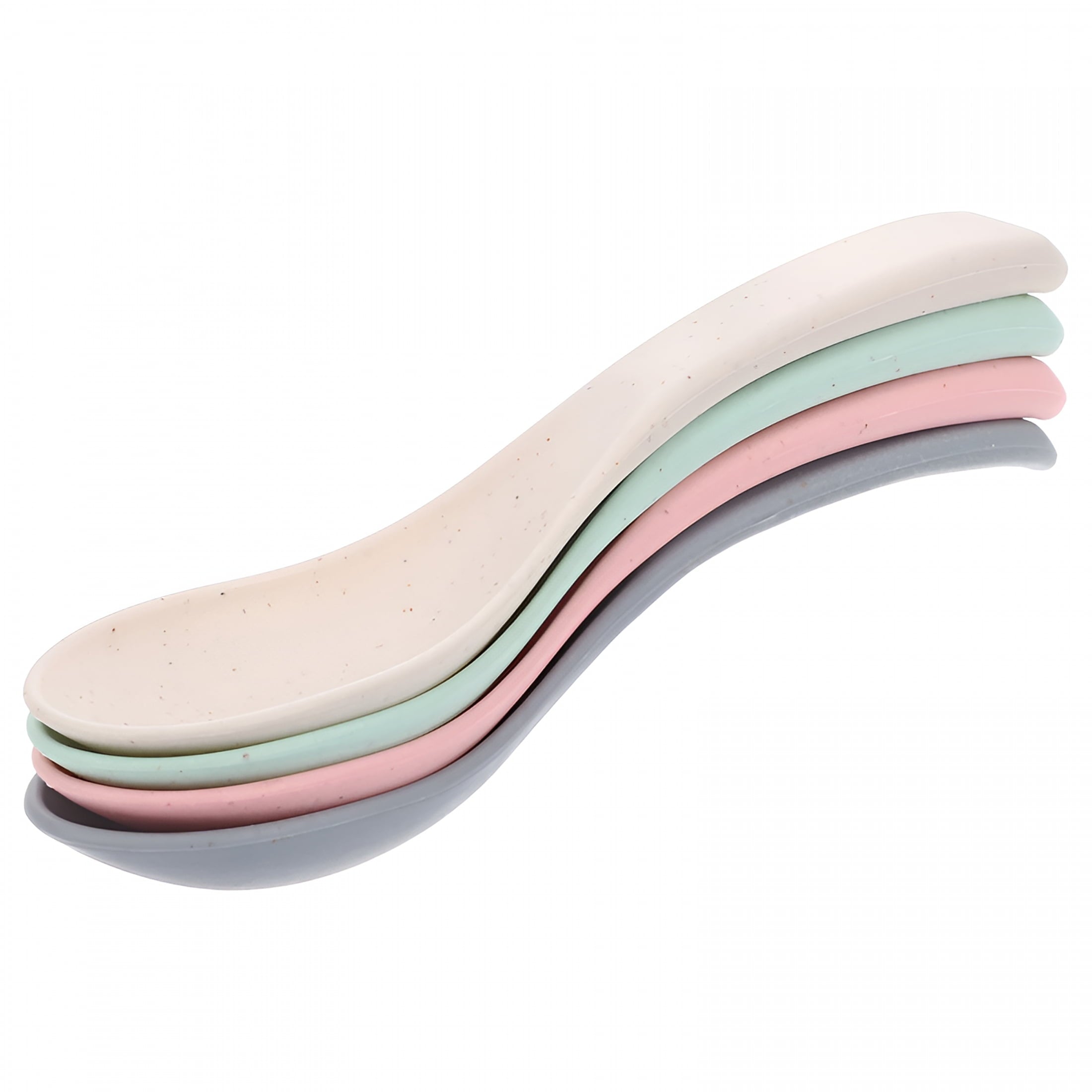 ACDANC 4Pcs Beige Spoons for Toddlers Ergonomic Design Cereal Spoons Set