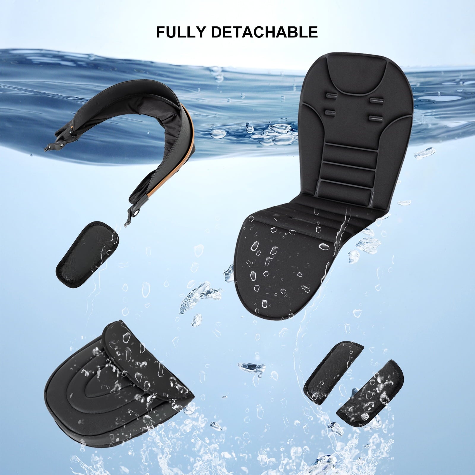 2 in 1 Convertible Baby Stroller ,Reversible Travel Stroller with Foldable Carriage,  Removable Bassinet Pram for Newborns,Infant,Unisex,BLACK