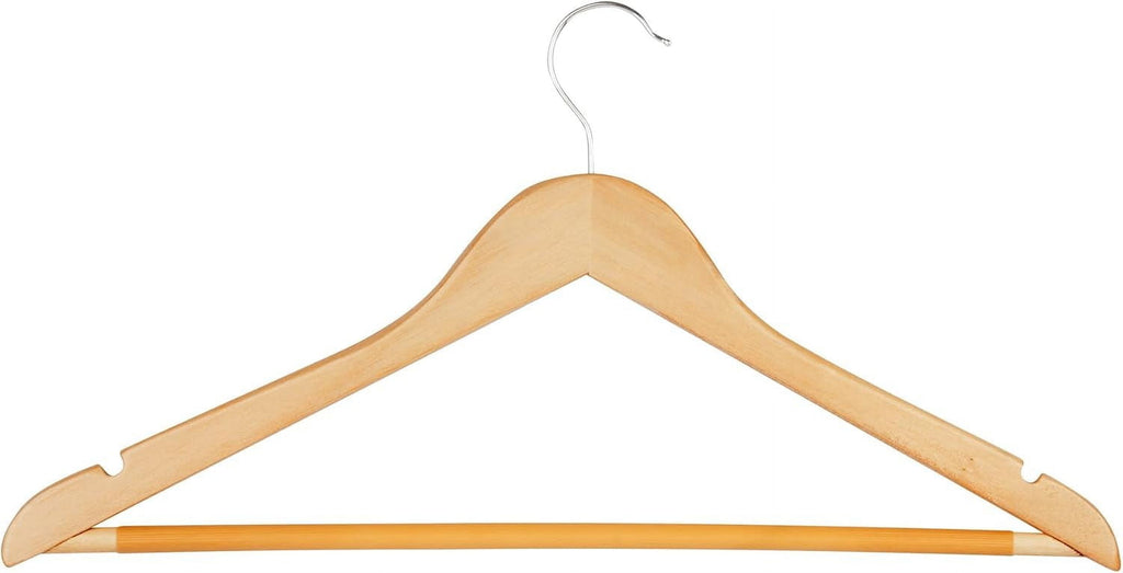 24-Pack Sturdy Maple Wood Hangers with Non-Slip Grooved Bar, Durable and Stylish Hangers for Shirts, Suits & Jackets, Closet Storage Solution