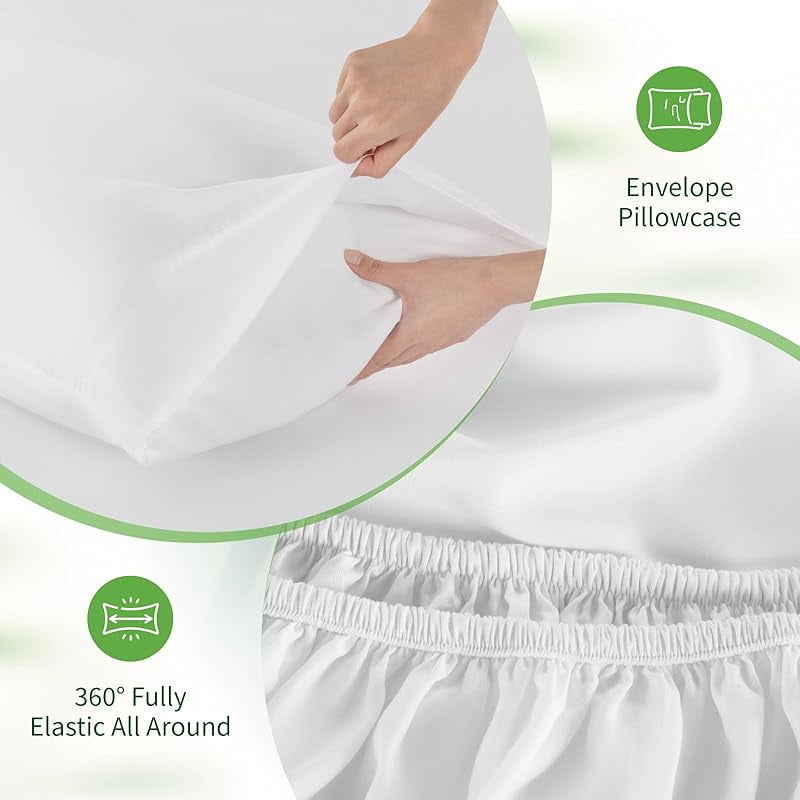 100% Viscose Derived from Bamboo_, Extra Deep Pocket up to 18"-24",Ultra Soft & Cooling Sheets for Hot Sleepers, Hotel Luxury Silky Bed Sheets (Beige,Queen)-wpp