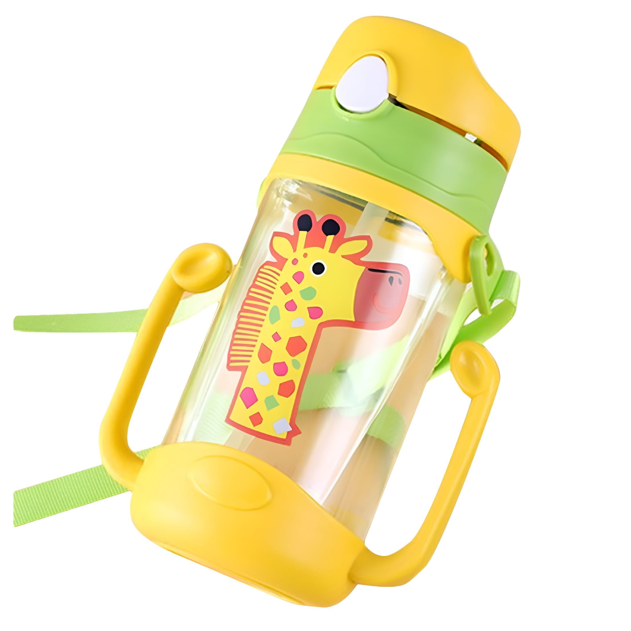 ACDANC 400Ml Cup Water Bottle for Baby Leak Proof Cup with Handle Sippy Cup for Toddlers Cartoon Portable Baby Leak Proof Straw Sippy Cup Bottles Yellow