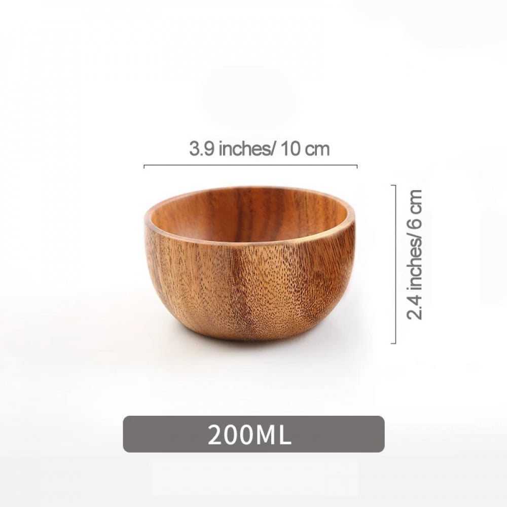 Acacia Wooden Fruit Salad Bowl, Japanese Style Rice Bowl, Single Wooden Ramadan Tableware, Utensils for Kitchen, Wood Soup Bowls
