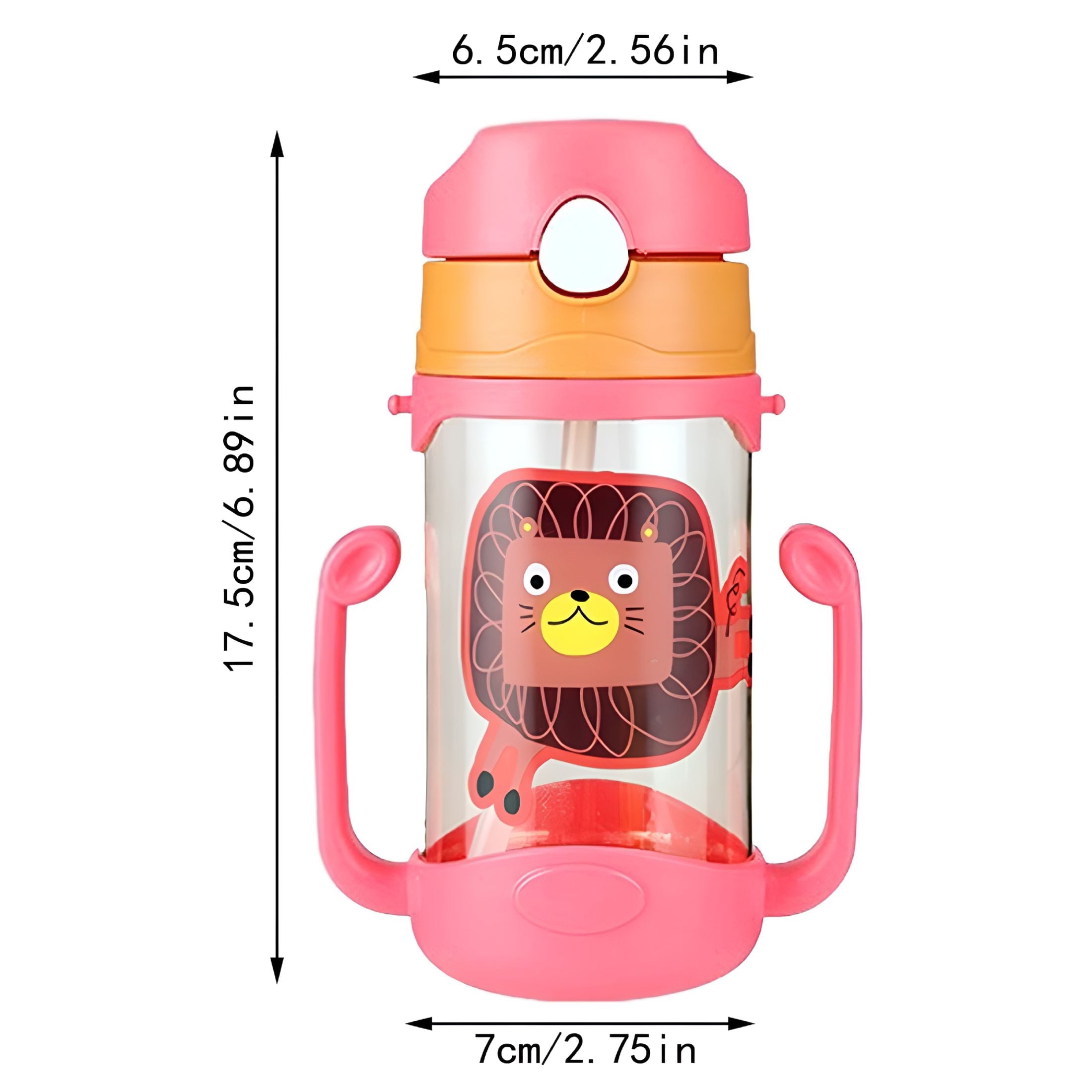 ACDANC 400Ml Cup Water Bottle for Baby Leak Proof Cup with Handle Sippy Cup for Toddlers Cartoon Portable Baby Leak Proof Straw Sippy Cup Bottles Yellow