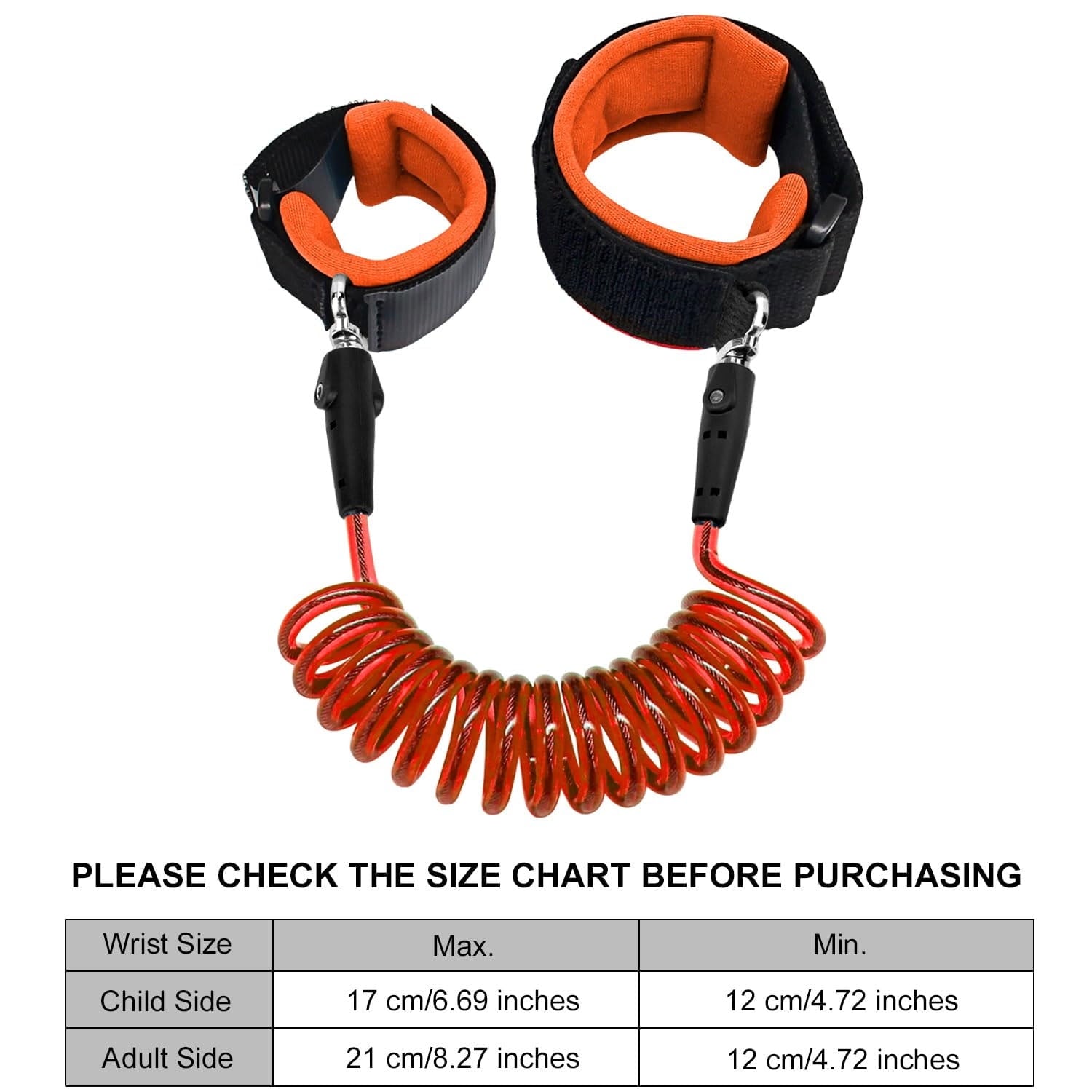 2 Packs Anti Lost Wrist Link Safety Wrist Link for Toddlers,Anti Lost Wrist Link for Kids,Babies & Kids（Orange + Blue）