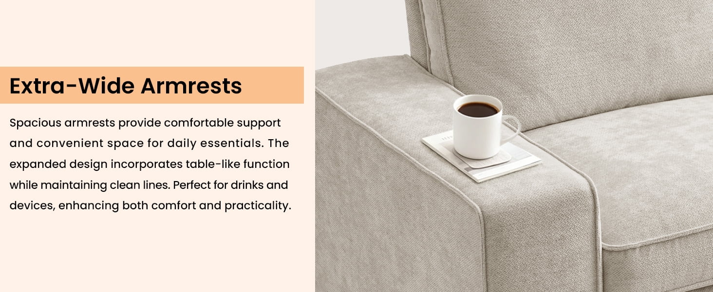 100" Comfy Sofa with Adjustable Headrest for Living Room Couches for small Apartment Furniture