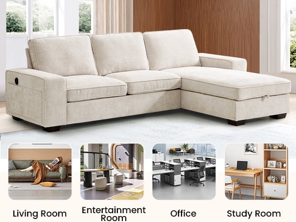 100" Comfy Sofa with Adjustable Headrest for Living Room Couches for small Apartment Furniture