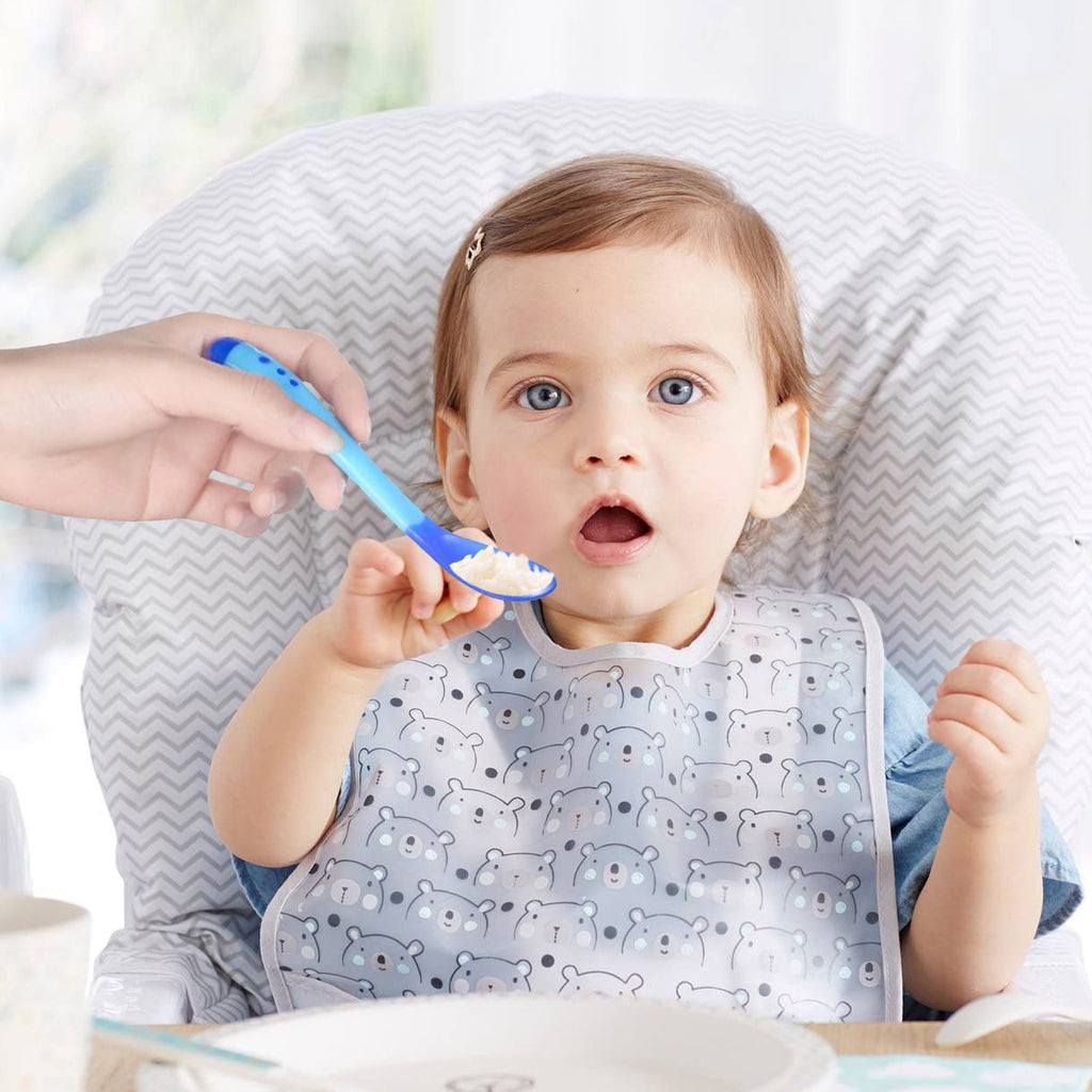 2pcs Baby Temperature Sensing Tableware Plastic Material Suitable for Feeding Easy to Use and Clean Ergonomic Handle