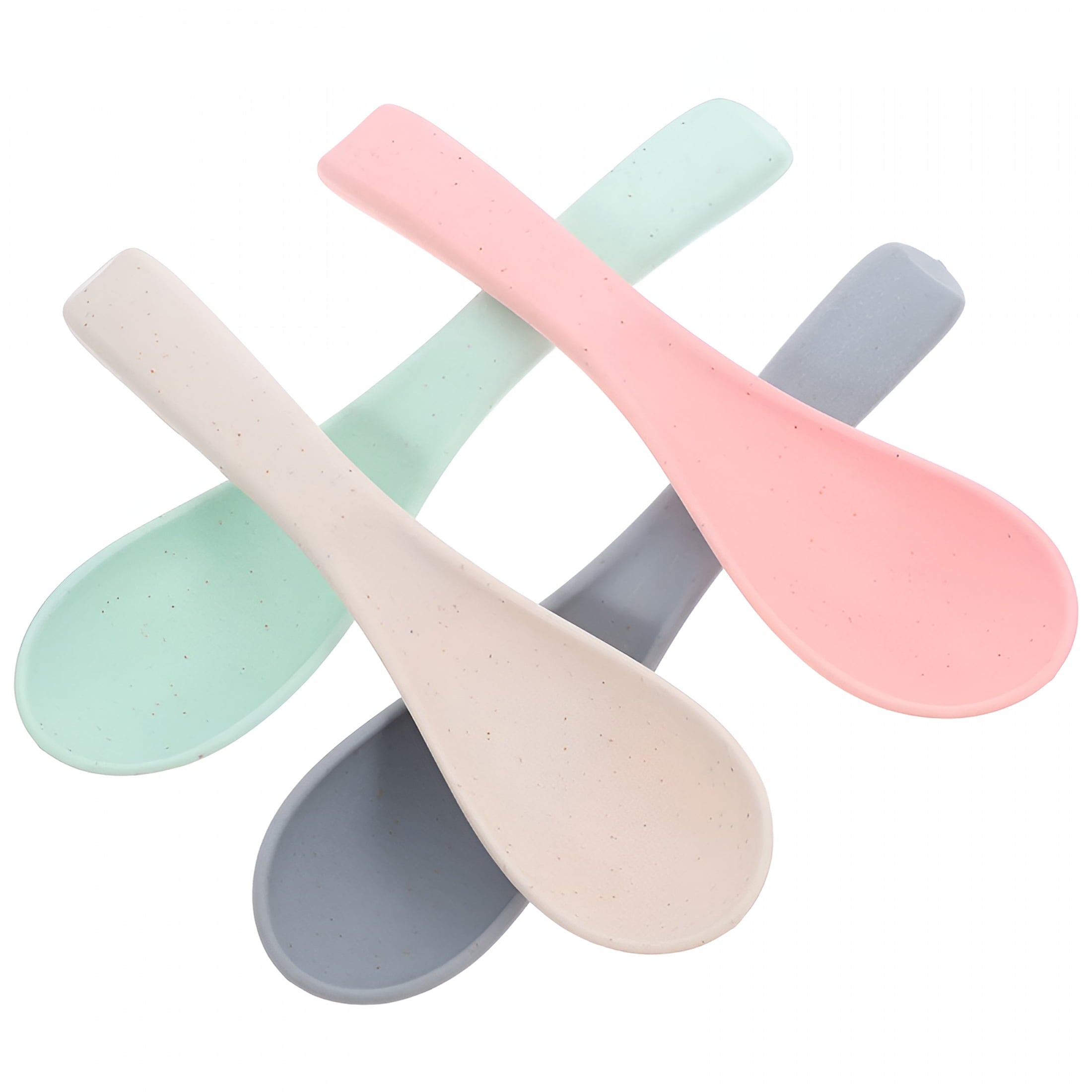 ACDANC 4Pcs Beige Spoons for Toddlers Ergonomic Design Cereal Spoons Set