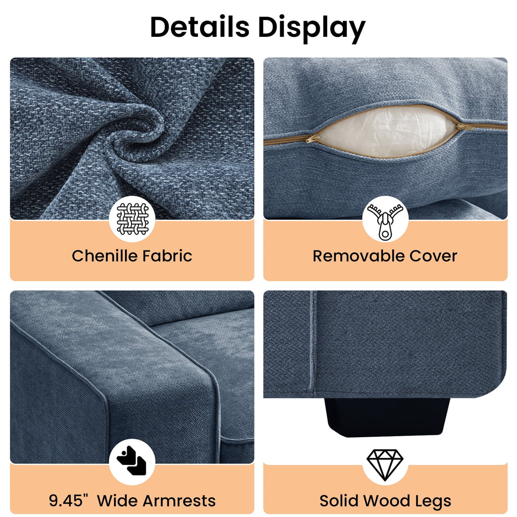 88.58" Comfy Sofa with Adjustable Headrest for Living Room Couches for small Apartment Furniture