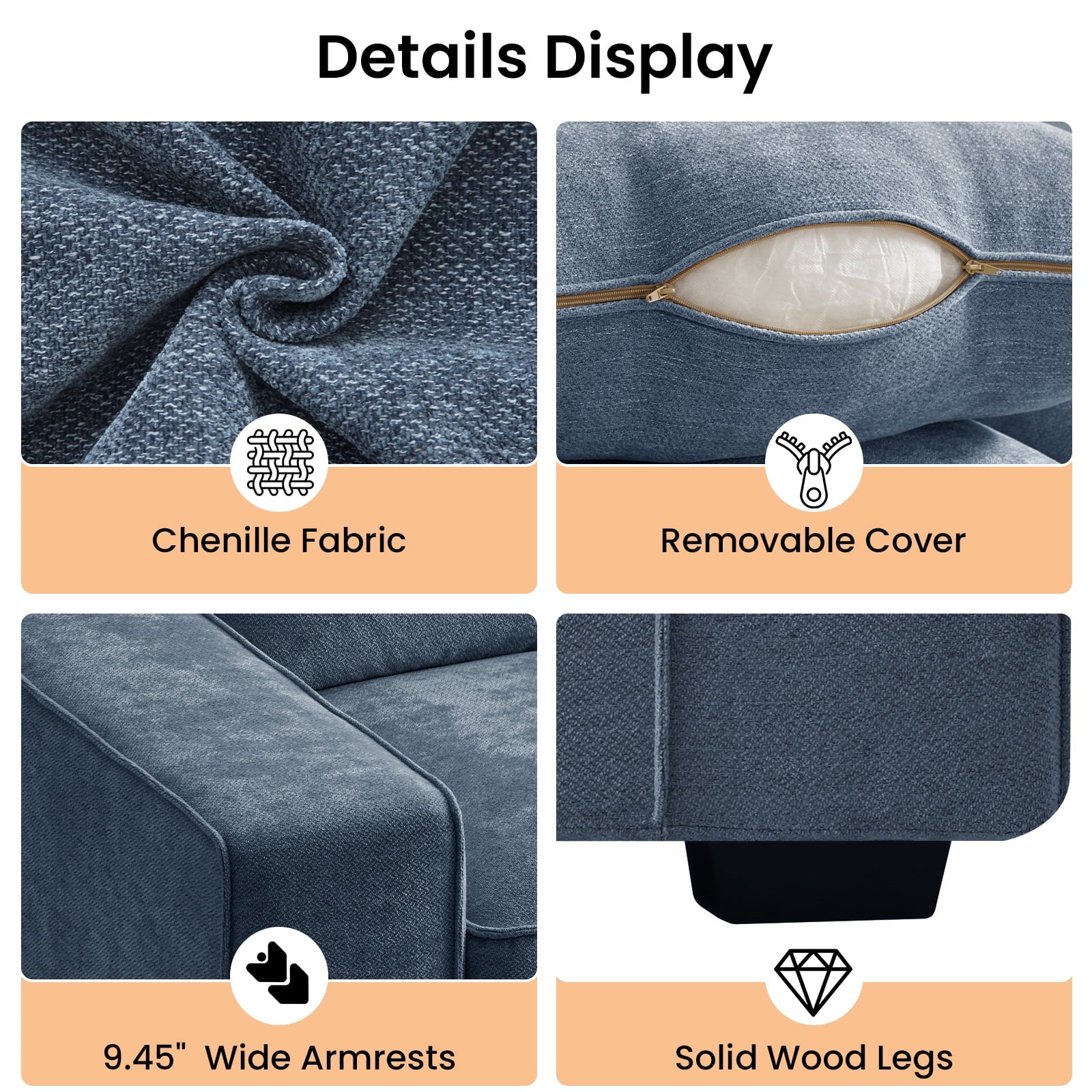 88.58" Comfy Sofa with Adjustable Headrest for Living Room Couches for small Apartment Furniture