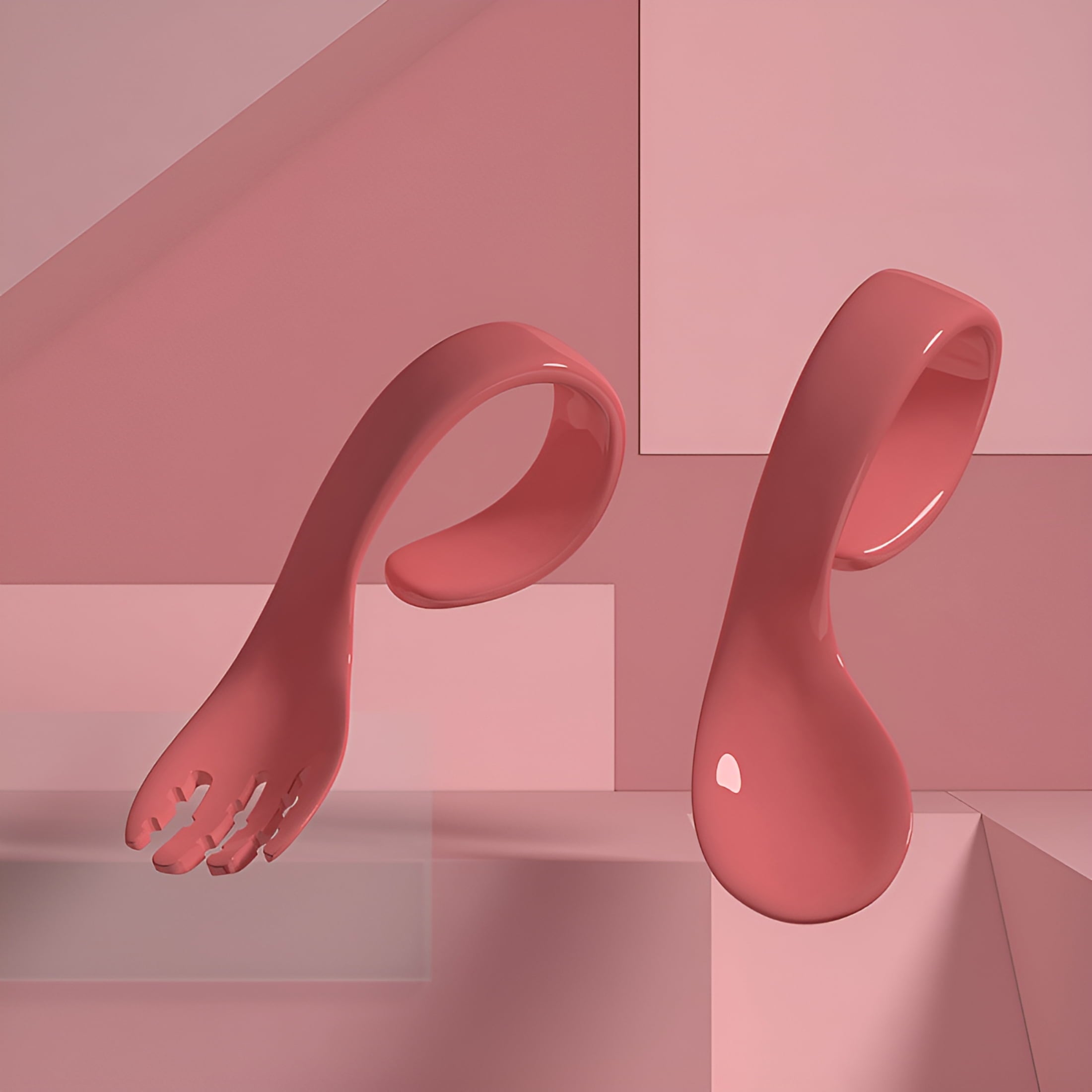 ACDANC 2Pcs Baby Utensils Set Easy Grip Bpa Free Pp Children Self Feeding Learning Spoons Forks Set for Toddler