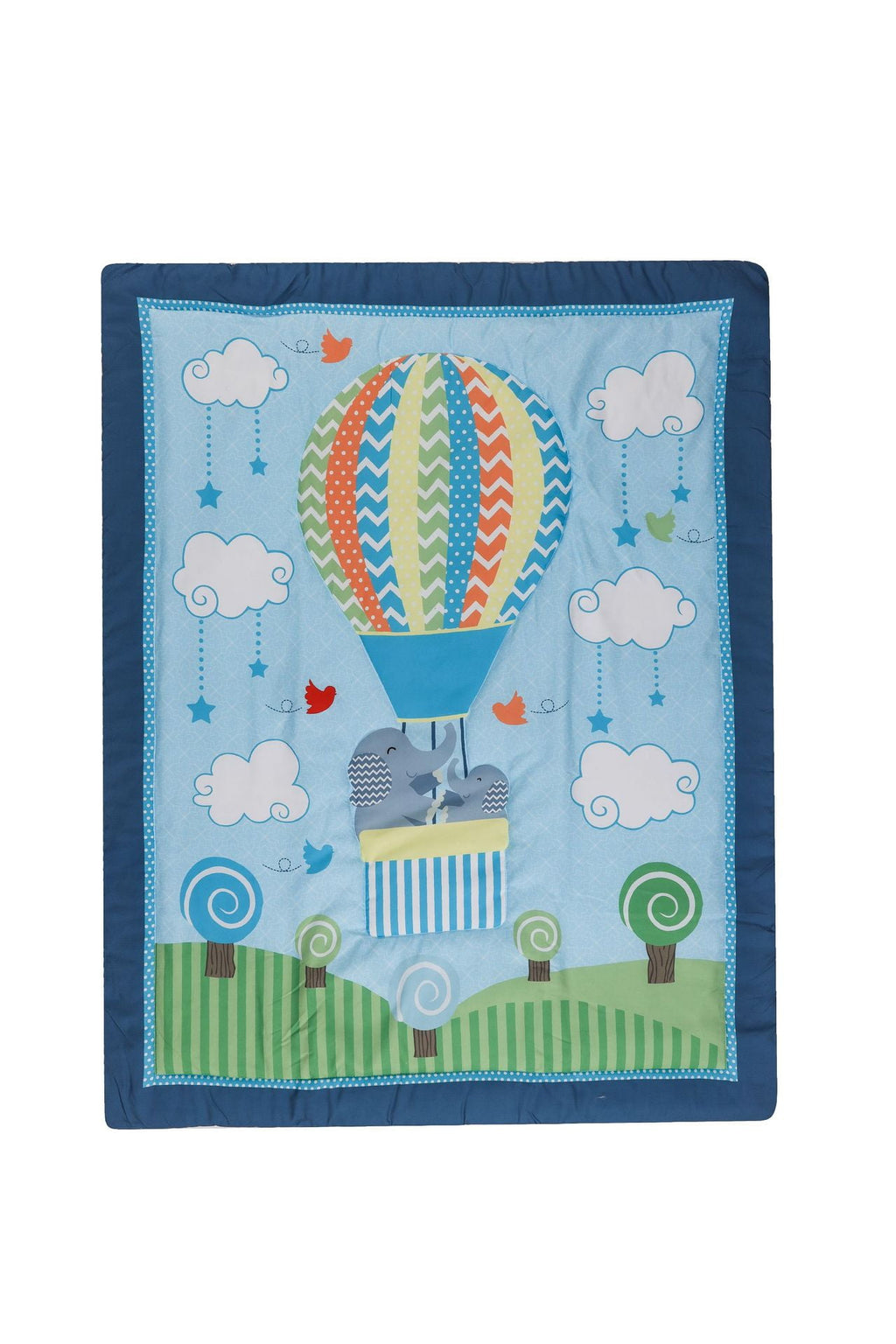 3 pieces blue ballon crib bedding set