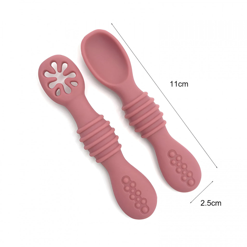 ACDANC 1Set Baby Spoon Food Grade Non-Deformable Silicone Toddler Feeding Training Spoon Utensils for Kids Silicone Baby Spoons