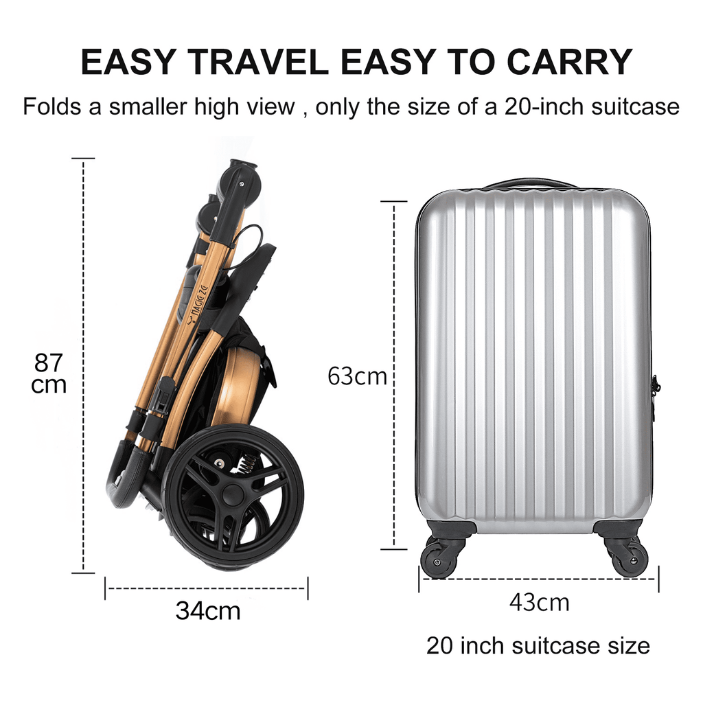 2 in 1 Convertible Baby Stroller ,Reversible Travel Stroller with Foldable Carriage,  Removable Bassinet Pram for Newborns,Infant,Unisex,BLACK