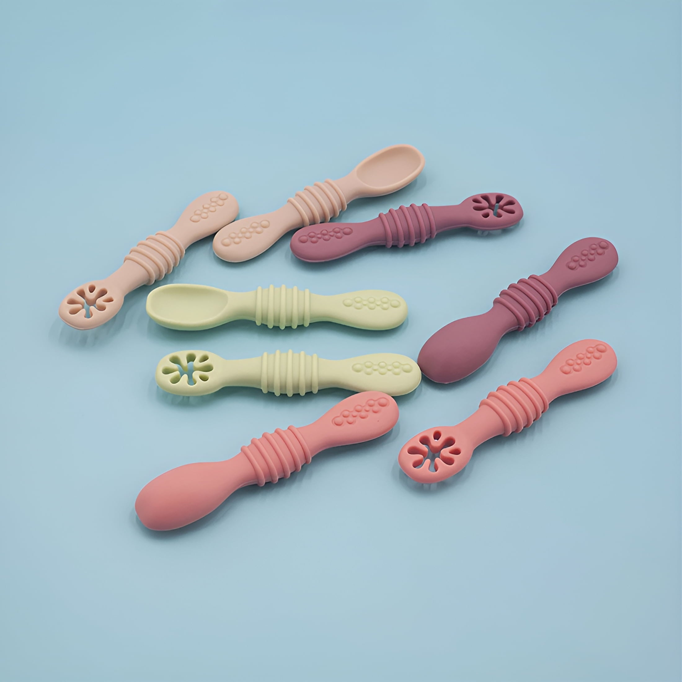 ACDANC 1Set Baby Spoon Food Grade Non-Deformable Silicone Toddler Feeding Training Spoon Utensils for Kids Silicone Baby Spoons