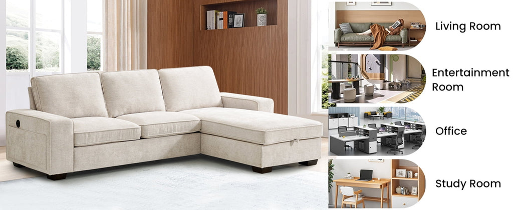 100" Comfy Sofa with Adjustable Headrest for Living Room Couches for small Apartment Furniture