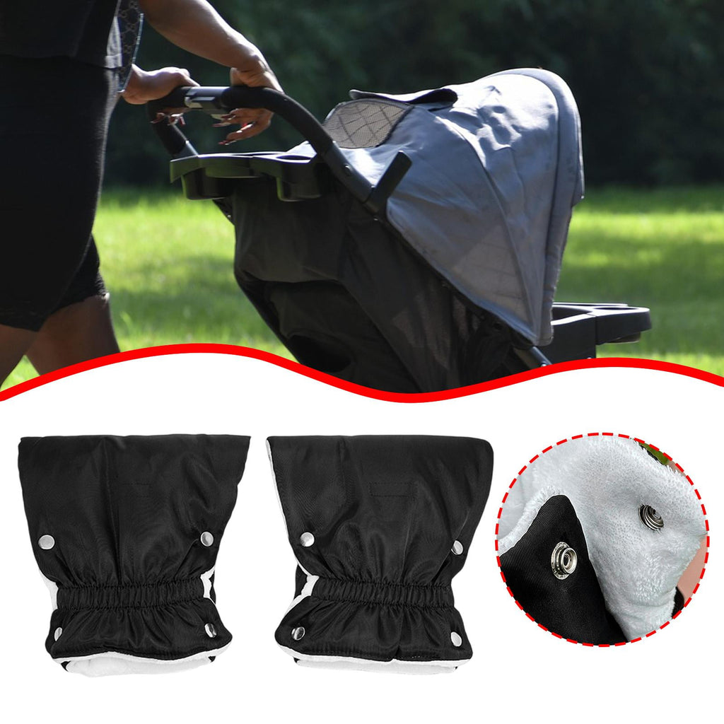 2 Pack Winter Stroller Hand Muff Nylon Plush Anti Freeze Glove for Baby Stroller Handlebar Outdoor