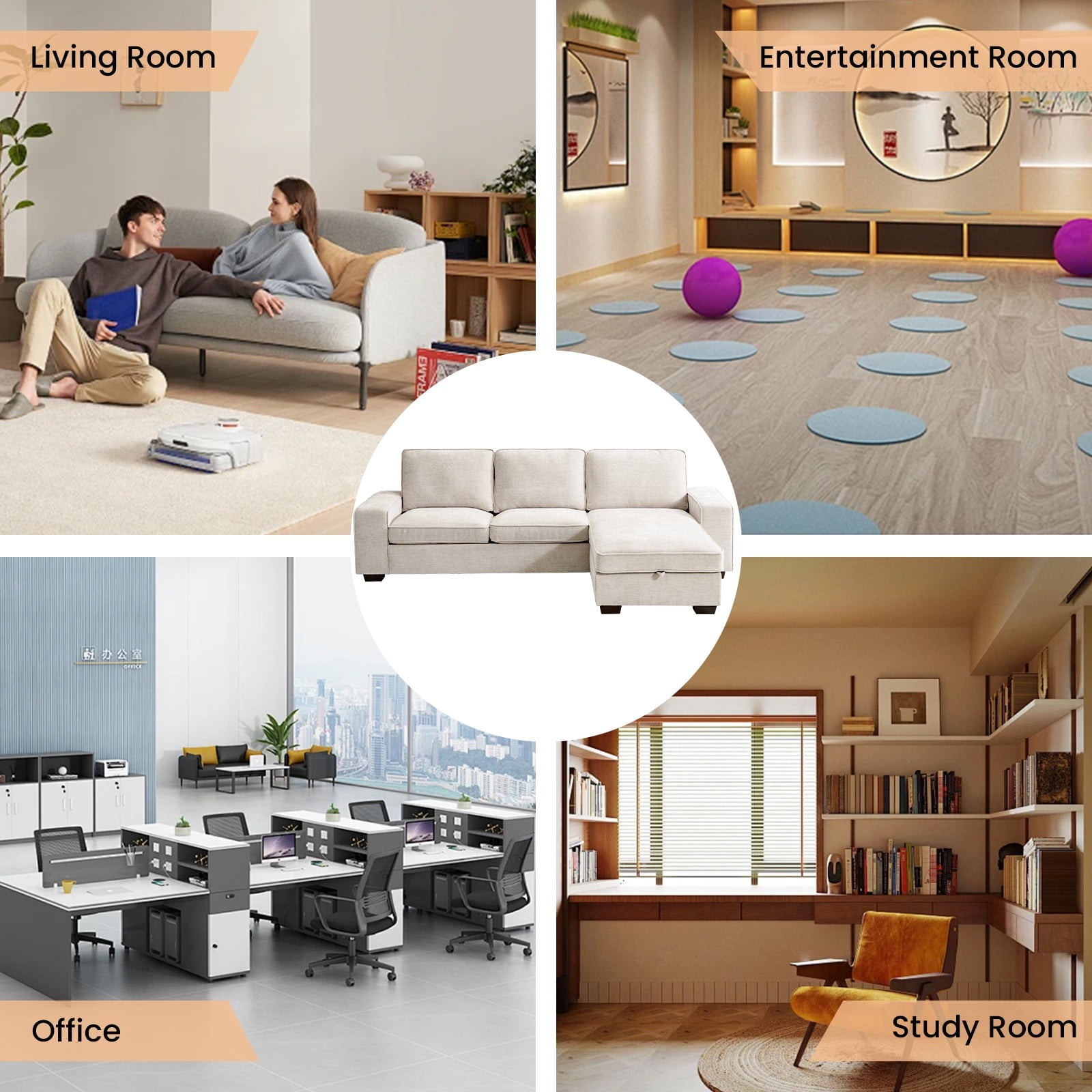 100" Comfy Sofa with Adjustable Headrest for Living Room Couches for small Apartment Furniture