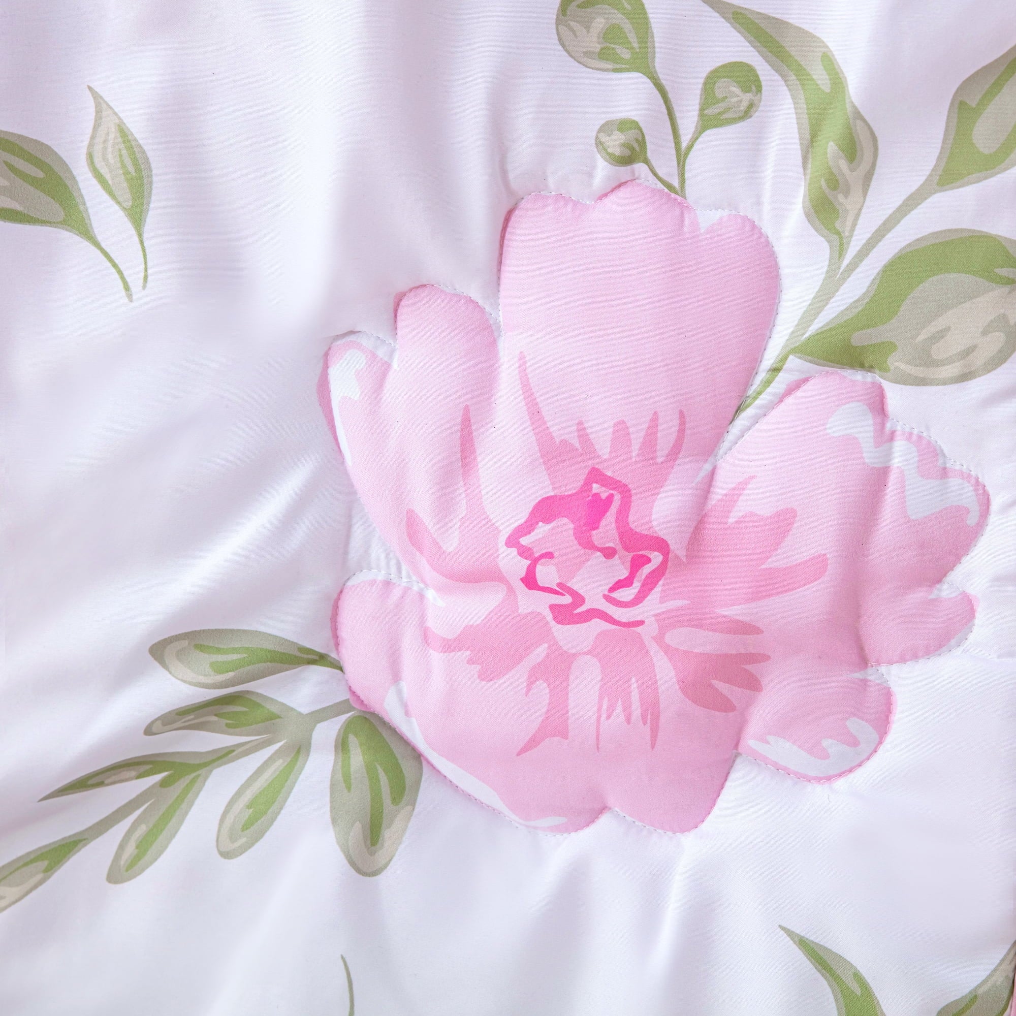 3 pieces pink flowers crib bedding set