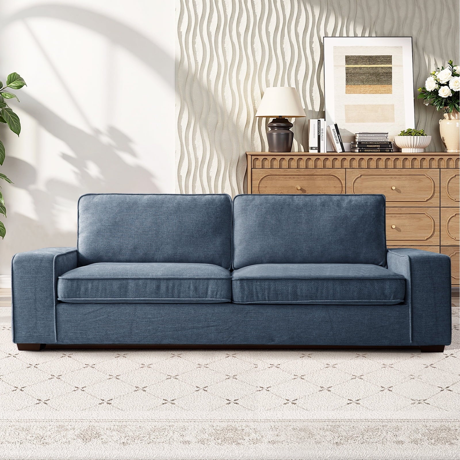 88.58" Comfy Sofa with Adjustable Headrest for Living Room Couches for small Apartment Furniture