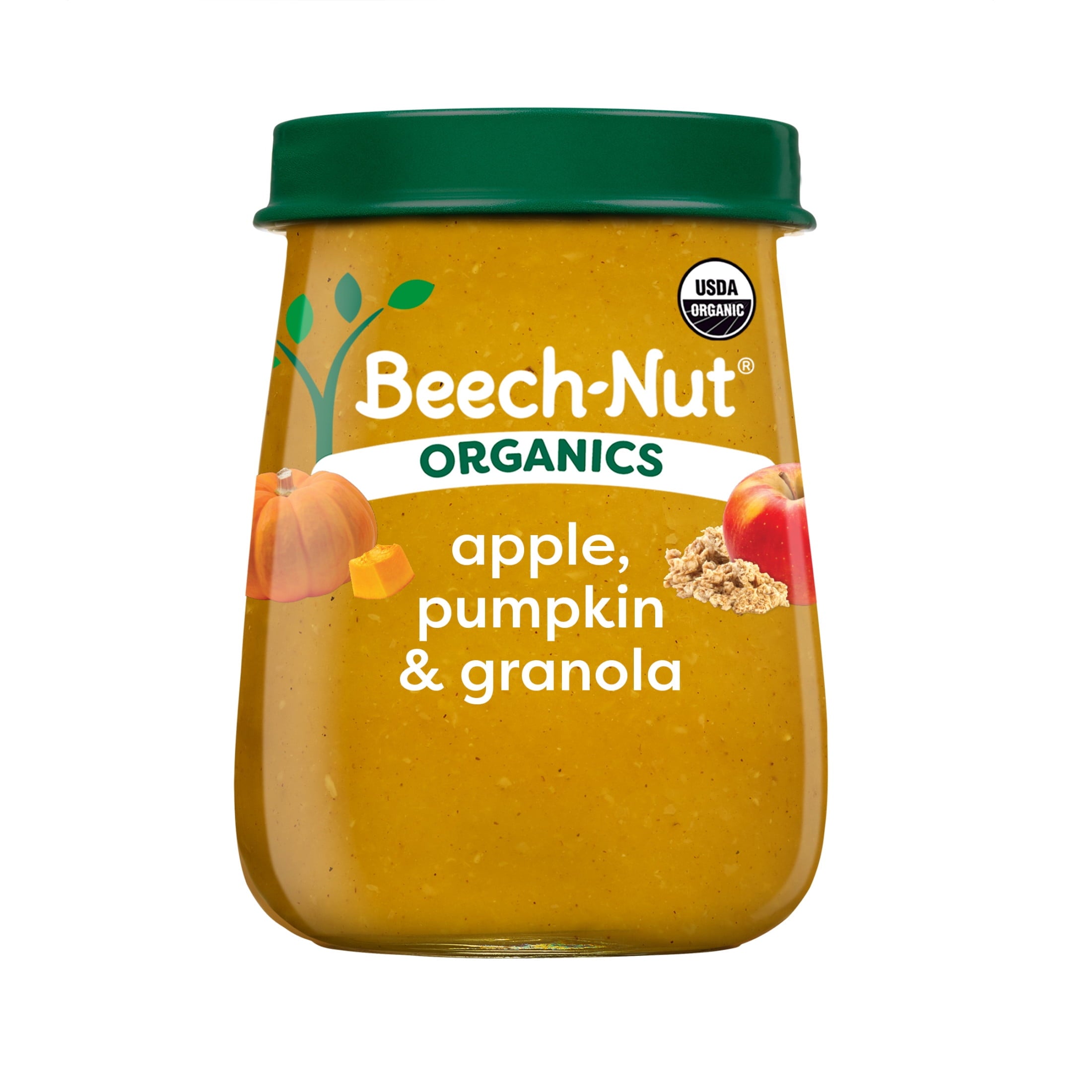 (10 pack) Beech-Nut Organics Stage 2 Organic Baby Food, Apple Pumpkin & Granola, 4 oz Jar