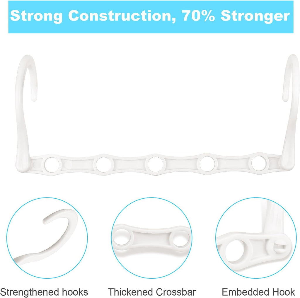 10 PCS Space Saving Hangers, 5-Hole Magic Hangers - Sturdy Plastic Hanger, Closet Organizers for Clothes Storage, College Dorm Essentials