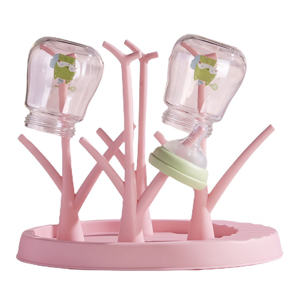 ACDANC 1Pcs Baby Bottle Drying Rack, Small Portable Bottle Dryer Holder for Nipples, Cups, Pump Parts and Accessories (Pink)