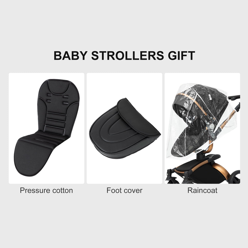 2 in 1 Convertible Baby Stroller ,Reversible Travel Stroller with Foldable Carriage,  Removable Bassinet Pram for Newborns,Infant,Unisex,BLACK