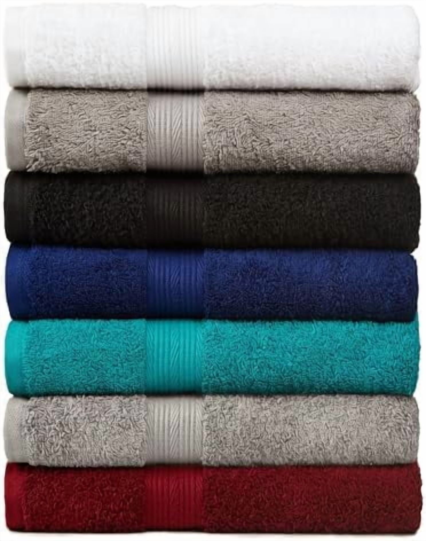 6 Piece Oversized Fade resistant Towel set, 100% Cotton towels for bathroom, soft and absorbent, 2 Bath Towels, 2 Hand Towels and 2 Washcloths bathroom towel set, Black