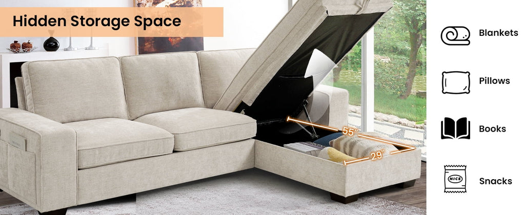 100" Comfy Sofa with Adjustable Headrest for Living Room Couches for small Apartment Furniture