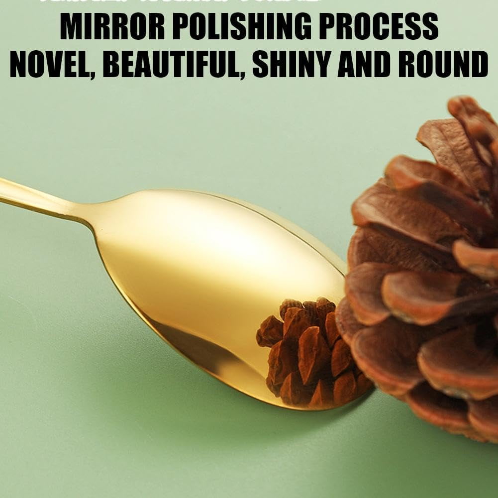 4Pcs Christmas Spoon Fork Set,Christmas Cutlery, Coffee Spoons Coffee Stirrer Dessert Spoon Fruit Fork,Xmas Dinner ForksStainless Steel Set with Gift Box, Xmas Tree Santa Snowman Elk Spoons