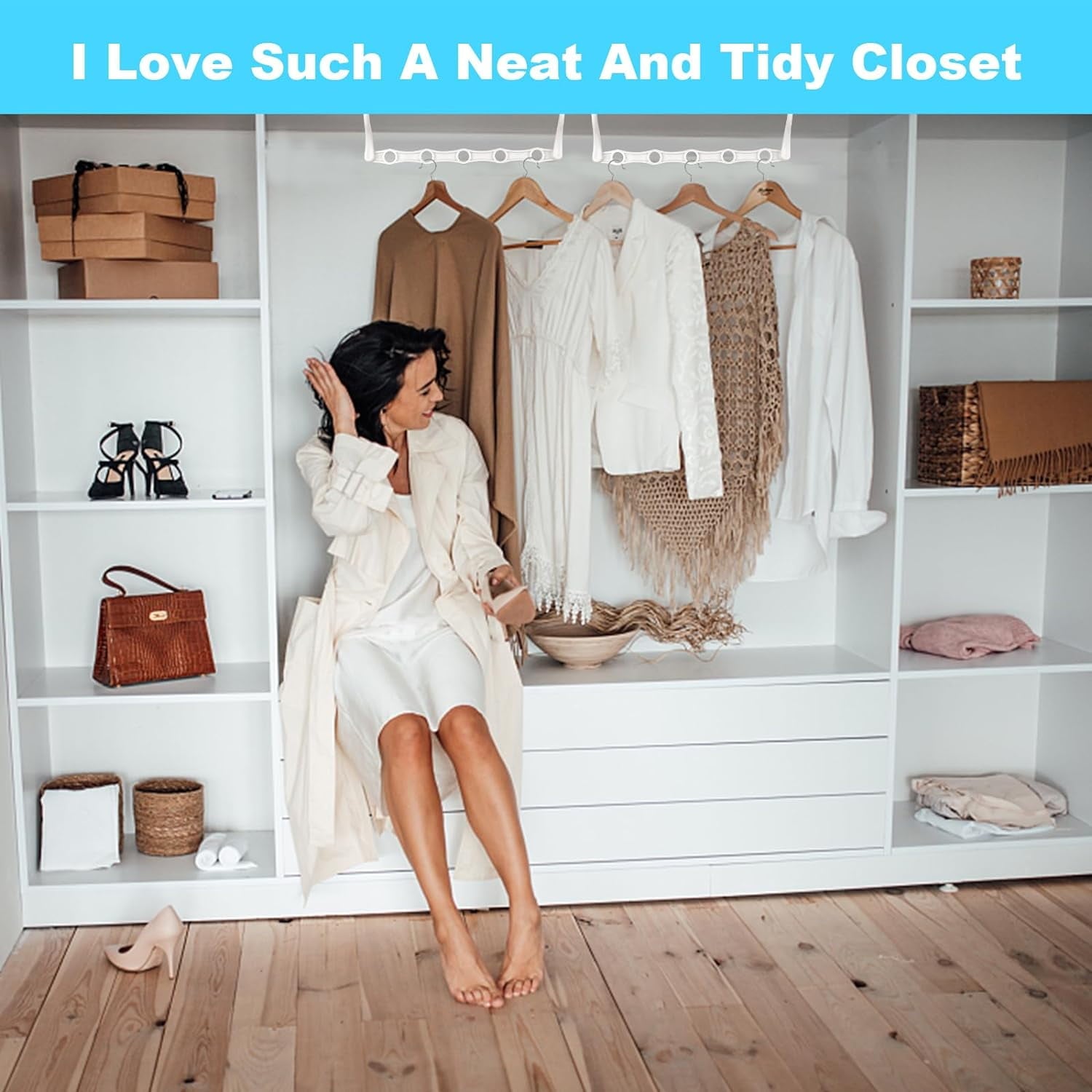 10 PCS Space Saving Hangers, 5-Hole Magic Hangers - Sturdy Plastic Hanger, Closet Organizers for Clothes Storage, College Dorm Essentials